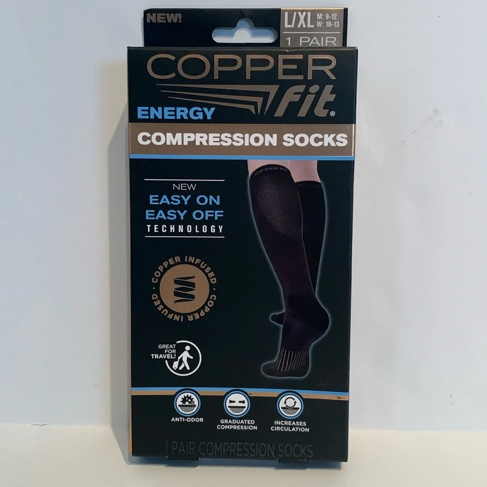 Copper Fit Unisex Energy Compression Socks 1 Pair L/XL
